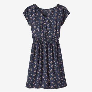 Patagonia W's June Lake Dress (New Navy) Floral Tencel Size Small